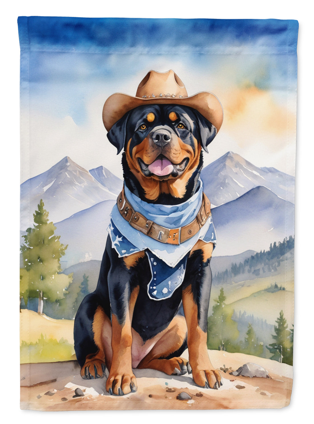 Buy this Rottweiler Cowboy Welcome House Flag