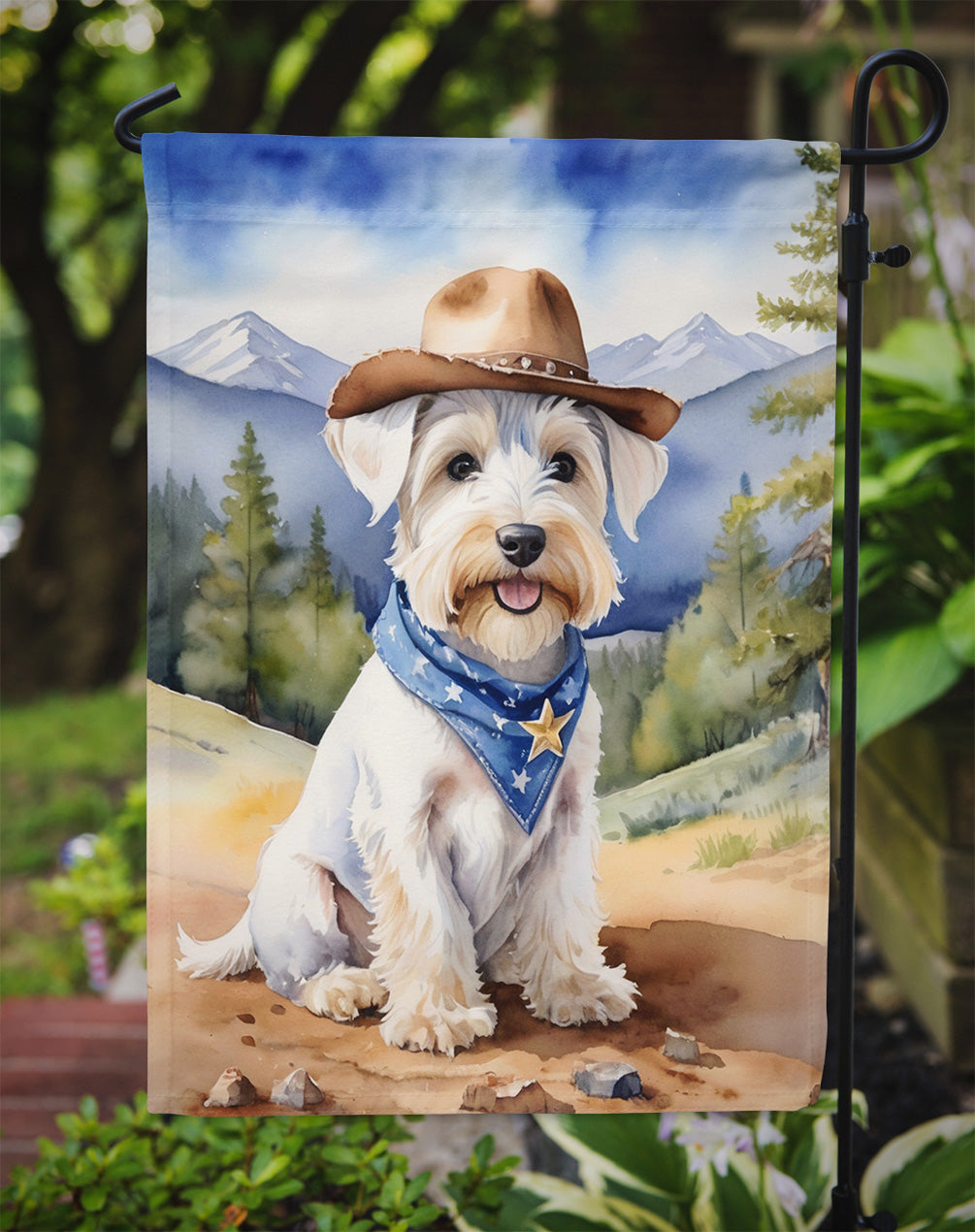 Sealyham Terrier Cowboy Welcome Garden Flag