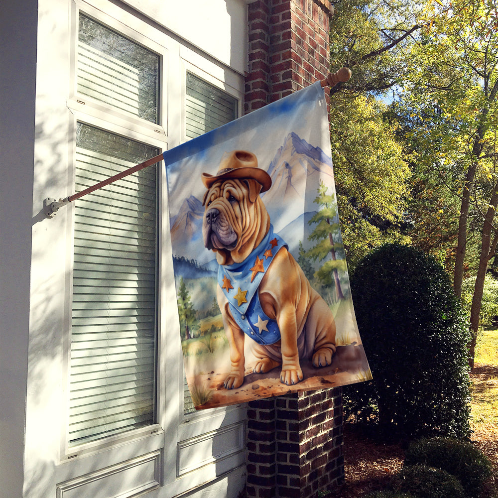 Buy this Shar Pei Cowboy Welcome House Flag