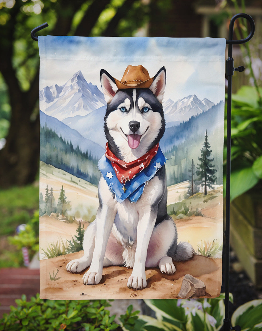 Siberian Husky Cowboy Welcome Garden Flag