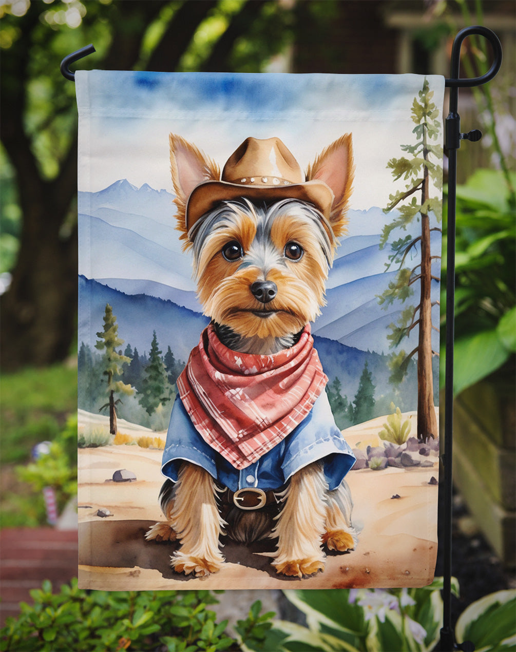 Silky Terrier Cowboy Welcome Garden Flag