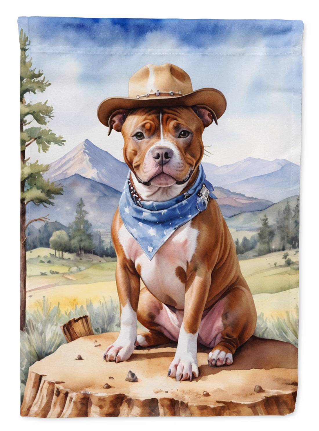 Buy this Staffordshire Bull Terrier Cowboy Welcome House Flag