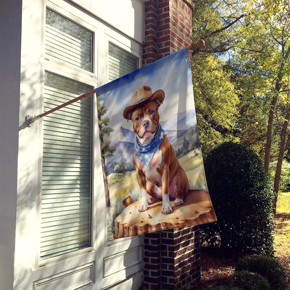 Staffordshire Bull Terrier Cowboy Welcome House Flag