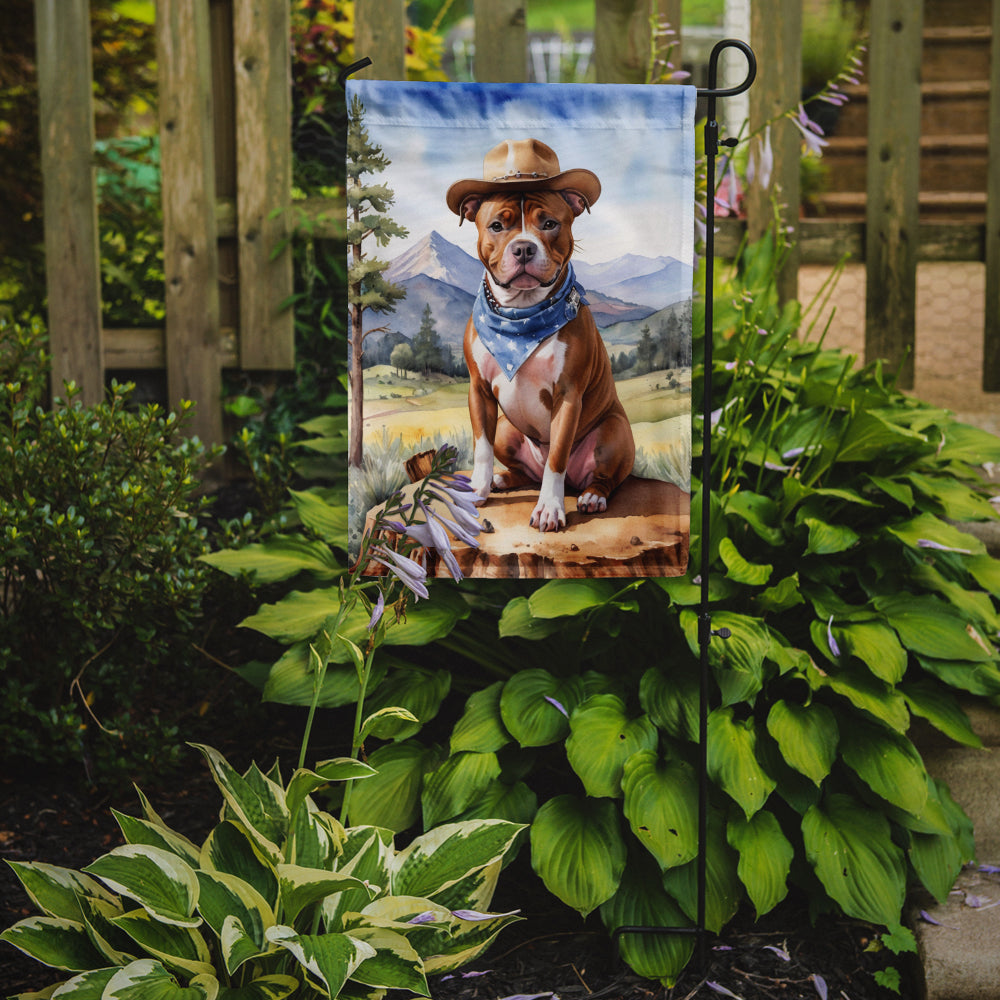 Staffordshire Bull Terrier Cowboy Welcome Garden Flag