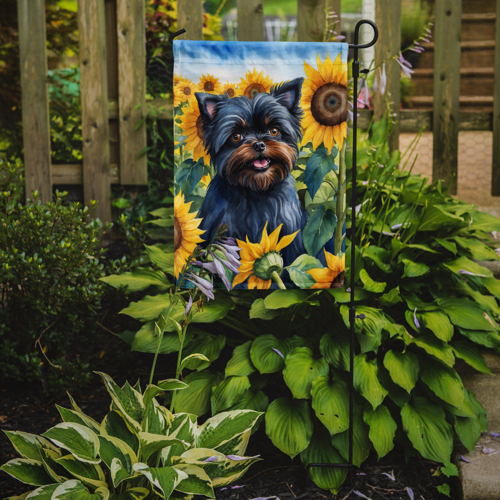 Affenpinscher in Sunflowers Garden Flag