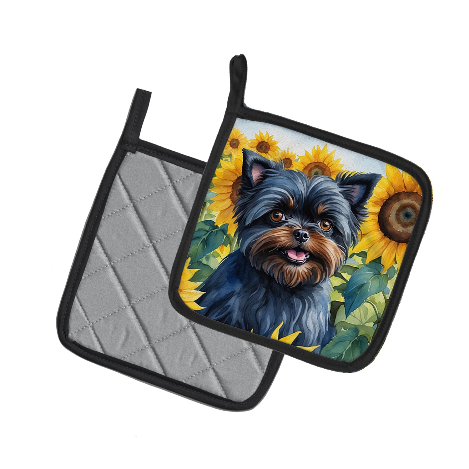 Buy this Affenpinscher in Sunflowers Pair of Pot Holders