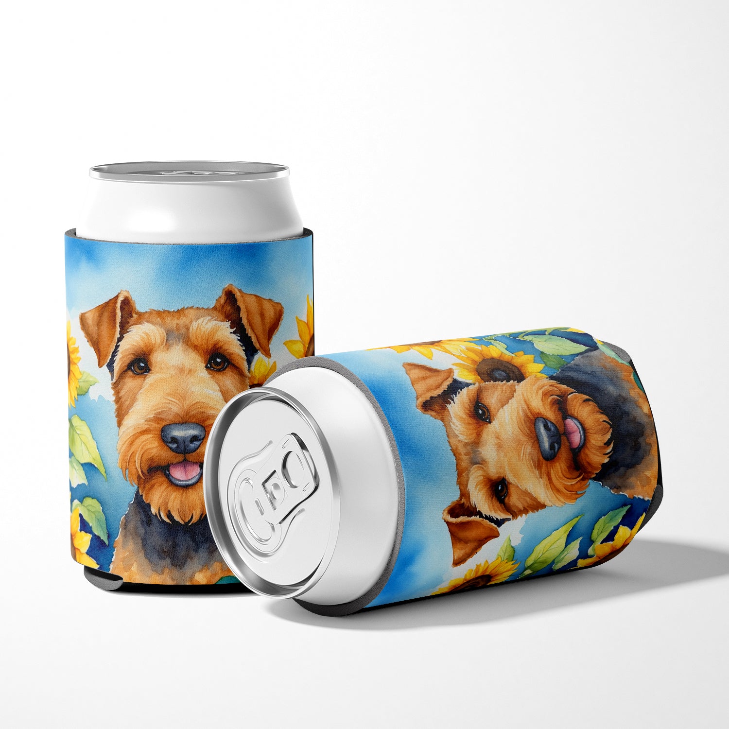 Airedale Terrier in Sunflowers Can or Bottle Hugger