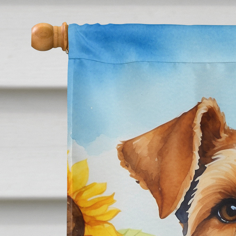 Airedale Terrier in Sunflowers House Flag