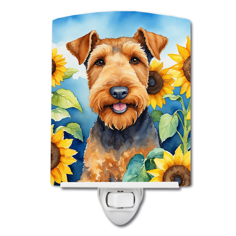 Buy this Airedale Terrier in Sunflowers Ceramic Night Light