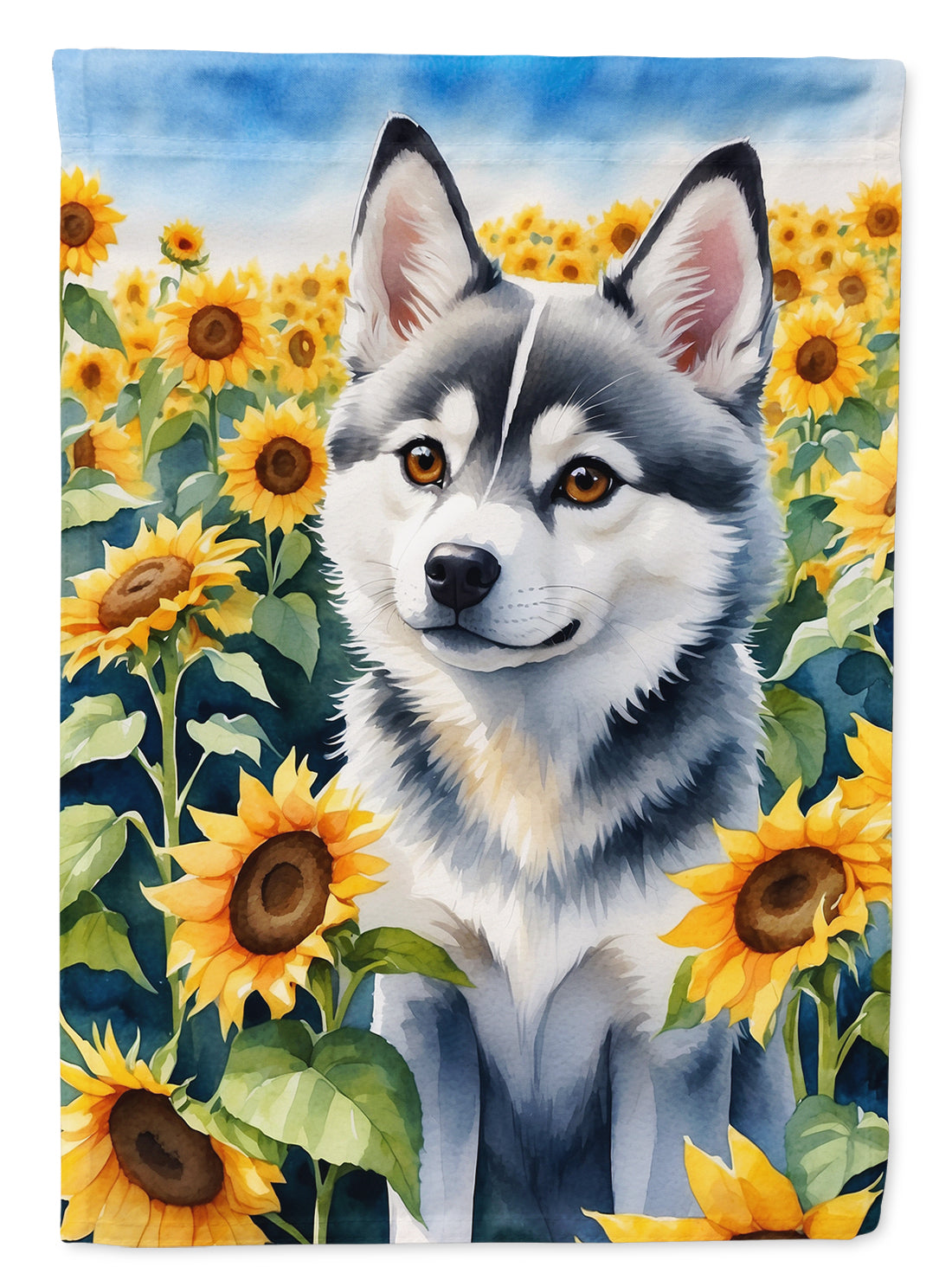 Buy this Alaskan Klee Kai in Sunflowers House Flag