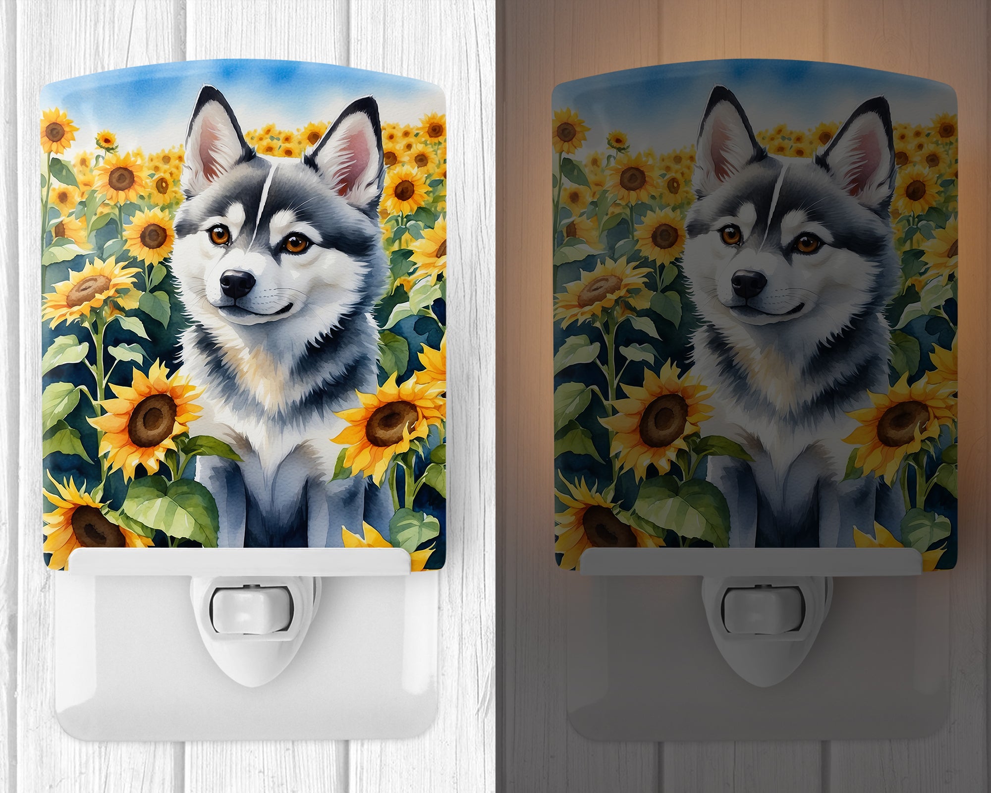 Buy this Alaskan Klee Kai in Sunflowers Ceramic Night Light