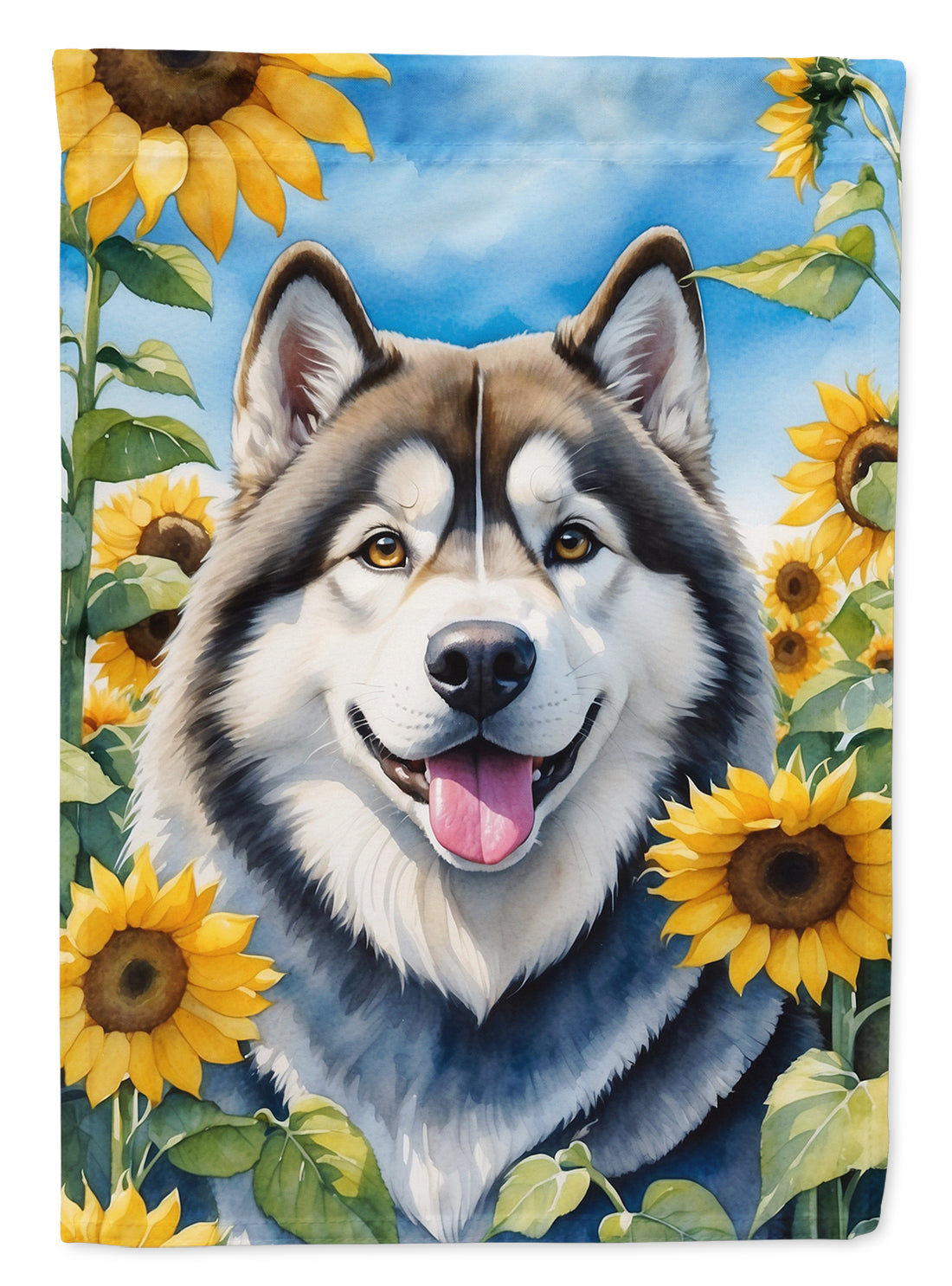 Buy this Alaskan Malamute in Sunflowers House Flag
