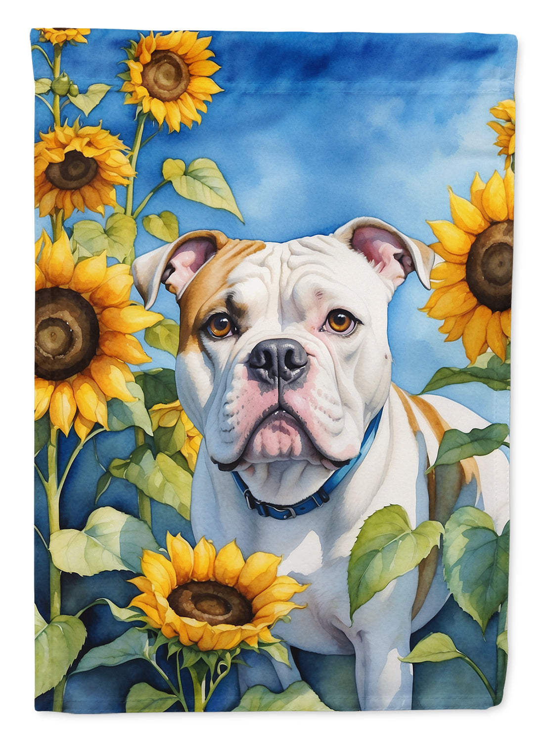 Buy this American Bulldog in Sunflowers Garden Flag