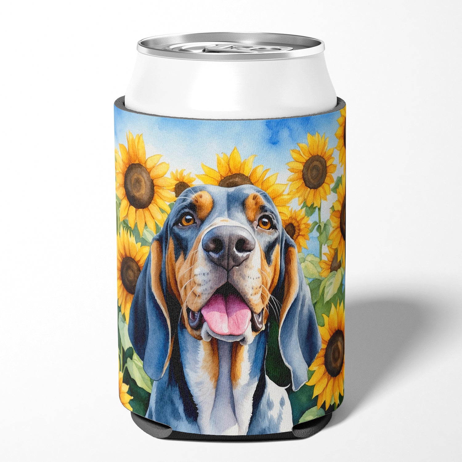 American English Coonhound in Sunflowers Can or Bottle Hugger
