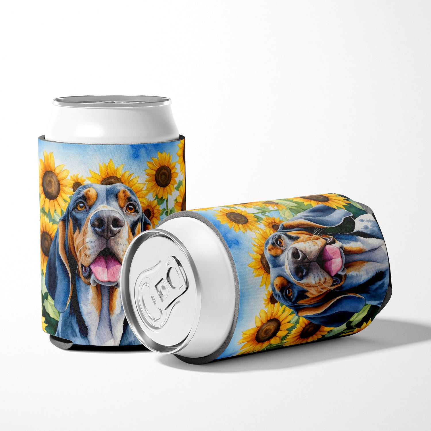 American English Coonhound in Sunflowers Can or Bottle Hugger