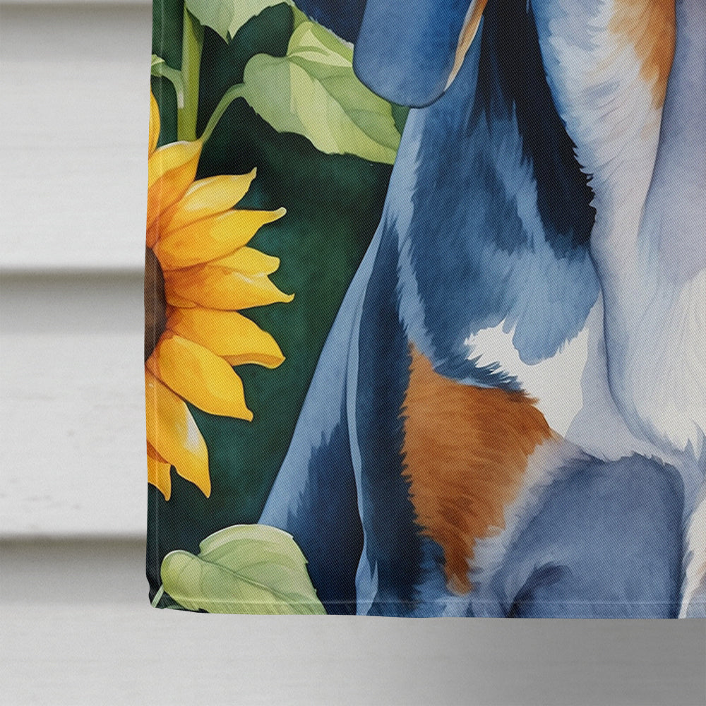 American English Coonhound in Sunflowers House Flag