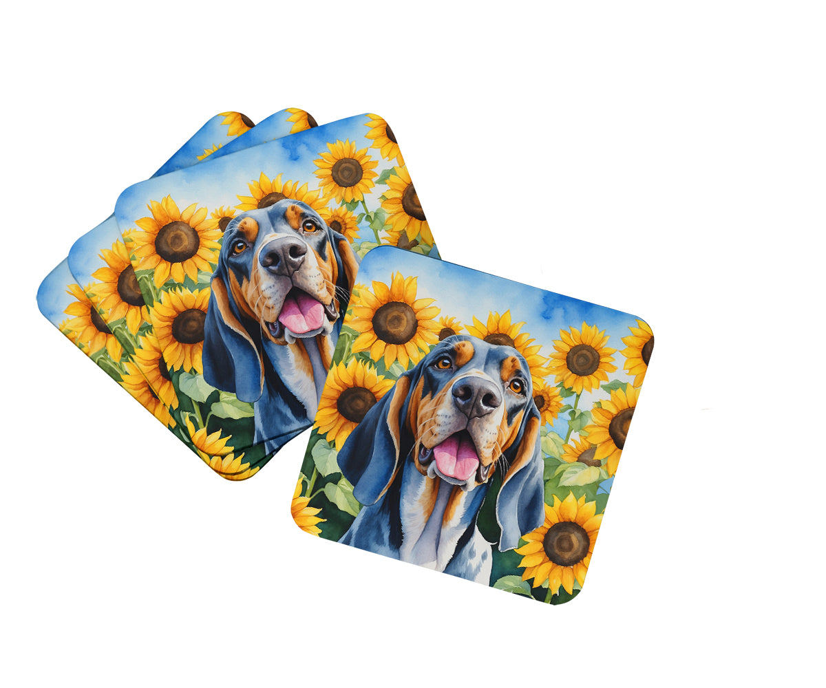 Buy this American English Coonhound in Sunflowers Foam Coasters