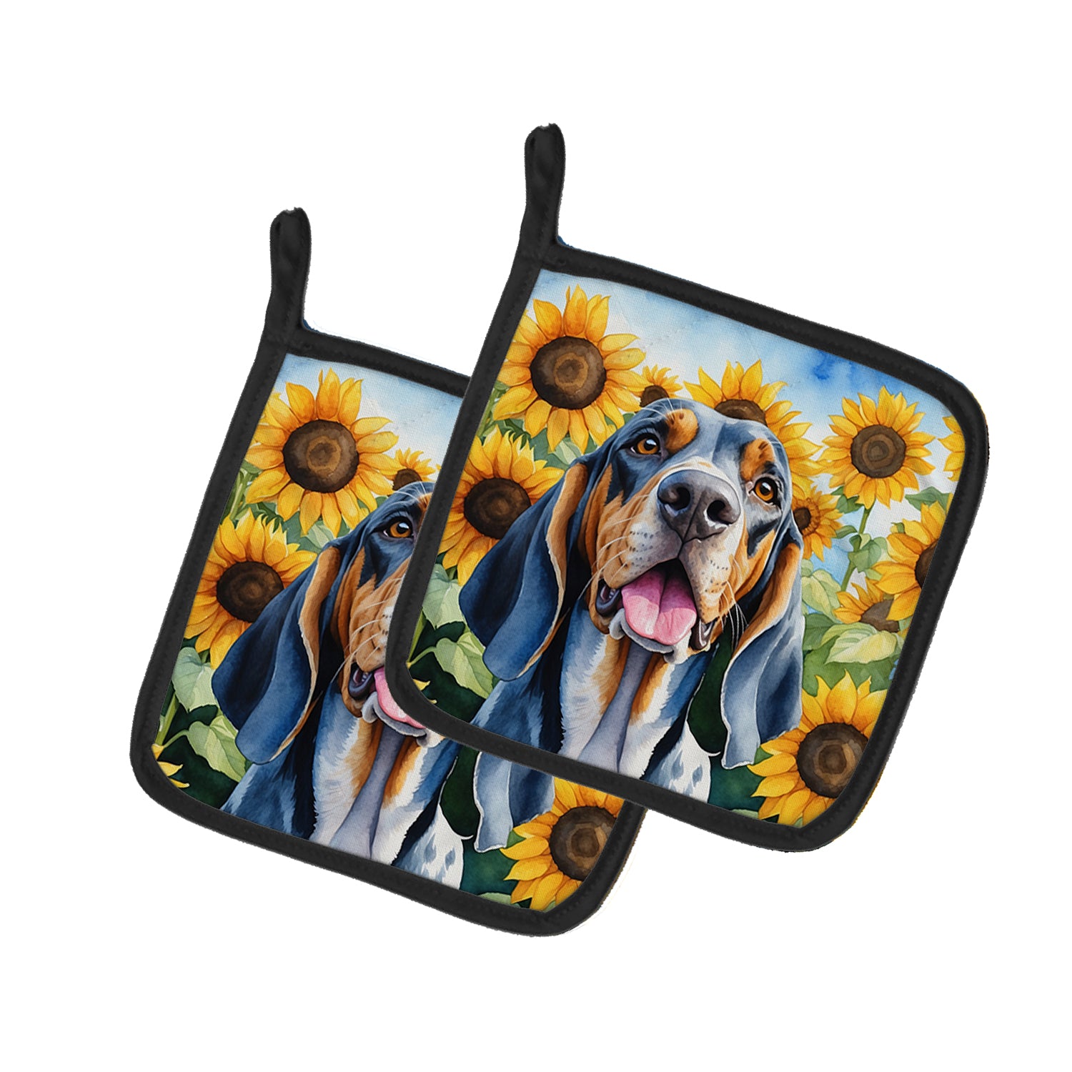 Buy this American English Coonhound in Sunflowers Pair of Pot Holders
