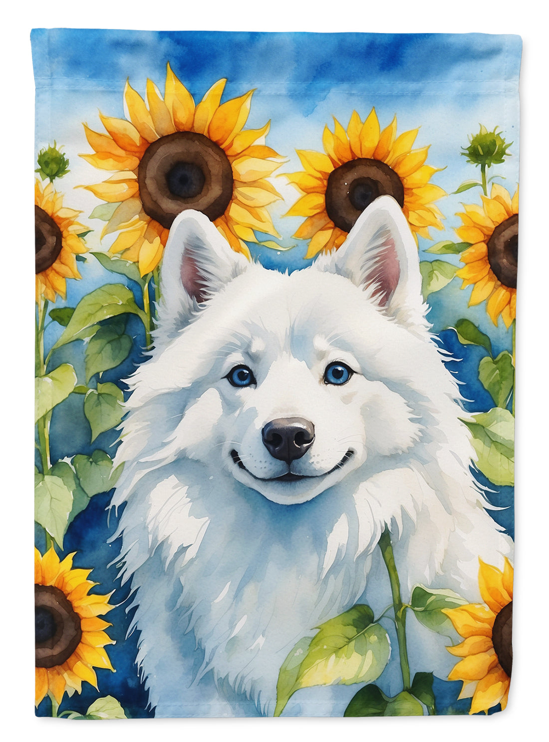Buy this American Eskimo in Sunflowers House Flag