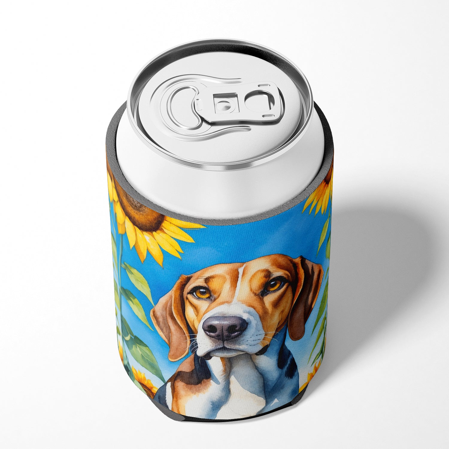 American Foxhound in Sunflowers Can or Bottle Hugger