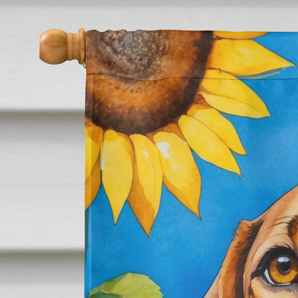 American Foxhound in Sunflowers House Flag