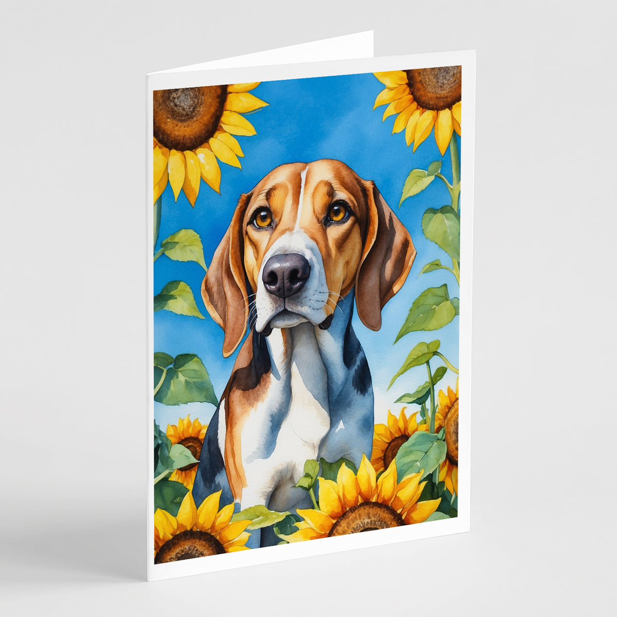 Buy this American Foxhound in Sunflowers Greeting Cards Pack of 8