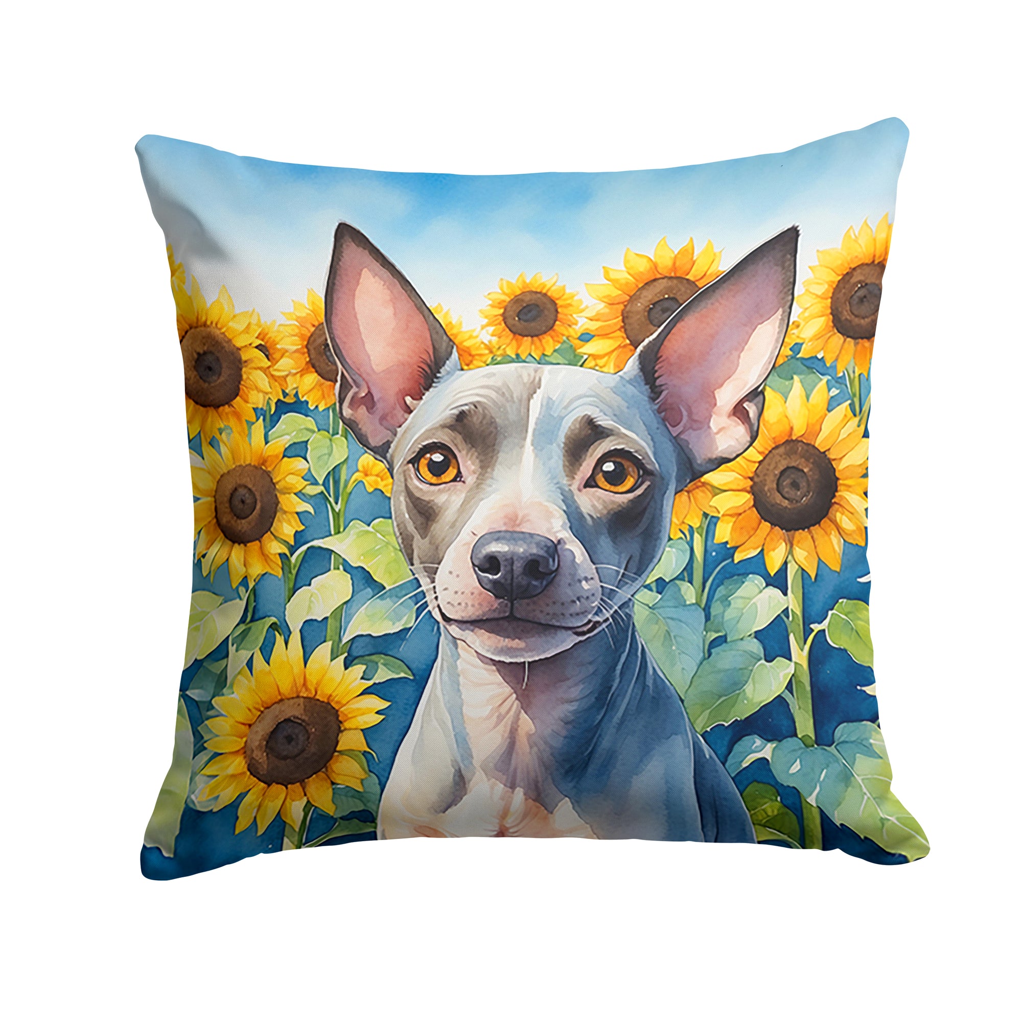 Buy this American Hairless Terrier in Sunflowers Throw Pillow