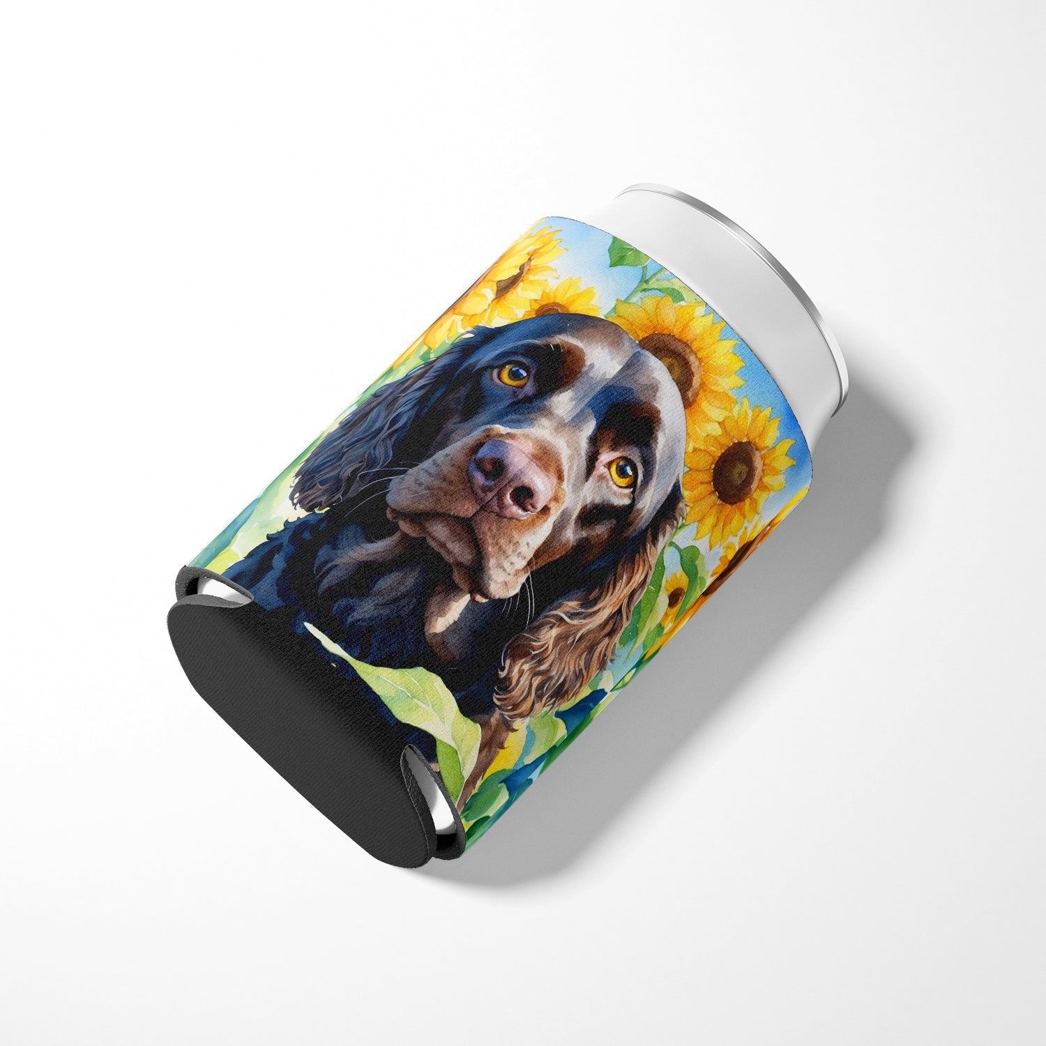 American Water Spaniel in Sunflowers Can or Bottle Hugger