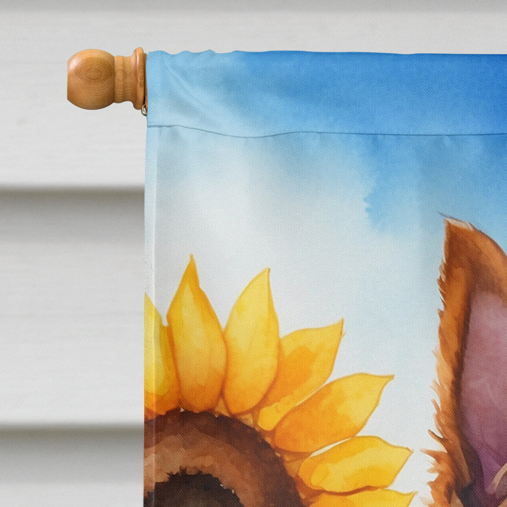 Australian Terrier in Sunflowers House Flag