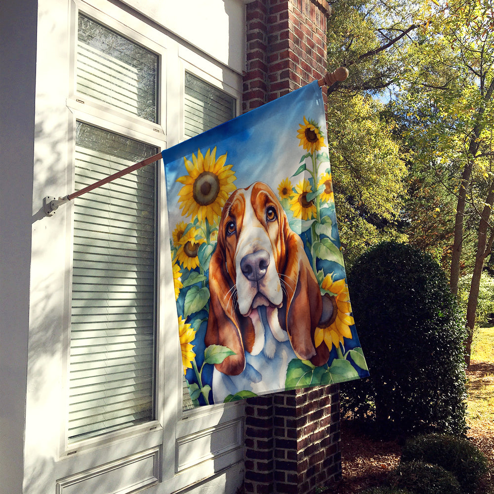 Buy this Basset Hound in Sunflowers House Flag