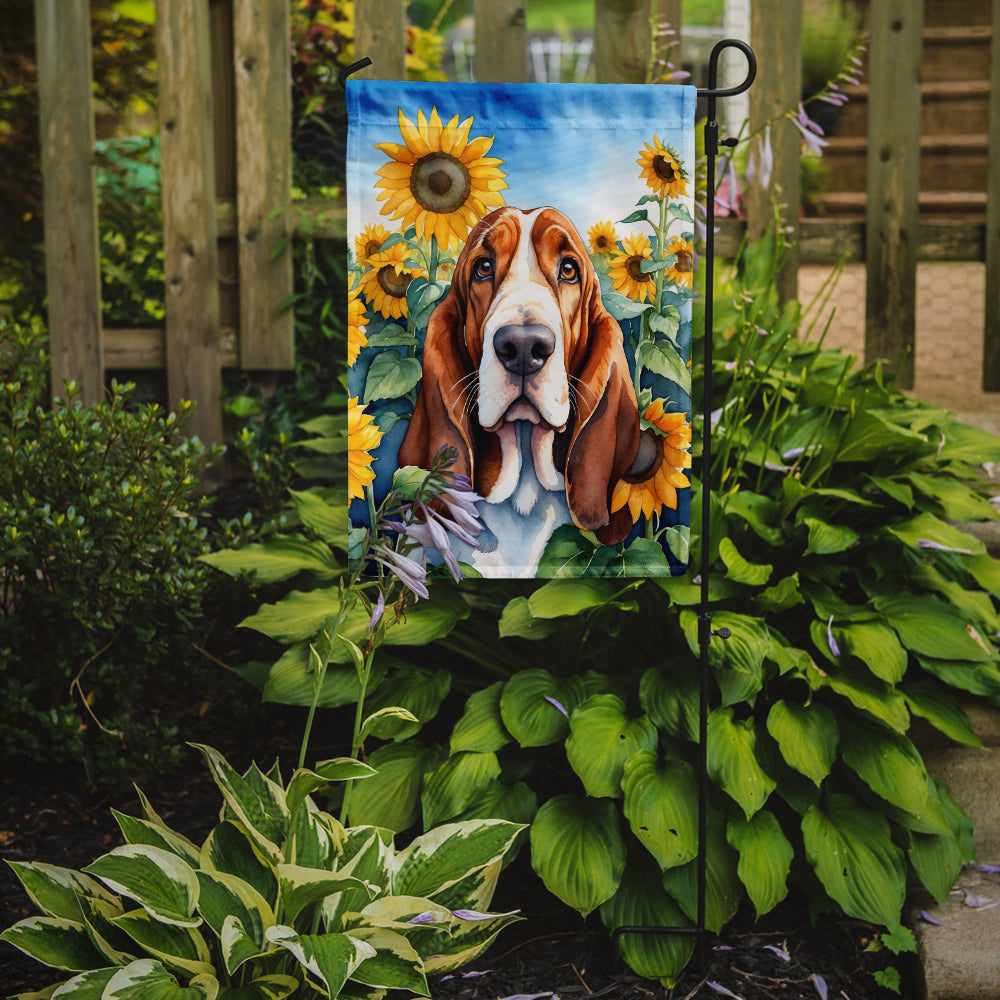 Buy this Basset Hound in Sunflowers Garden Flag