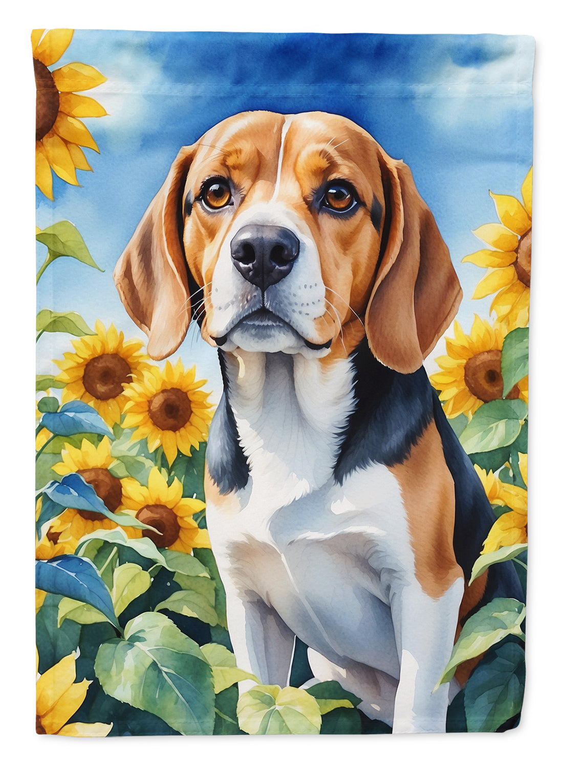 Buy this Beagle in Sunflowers House Flag