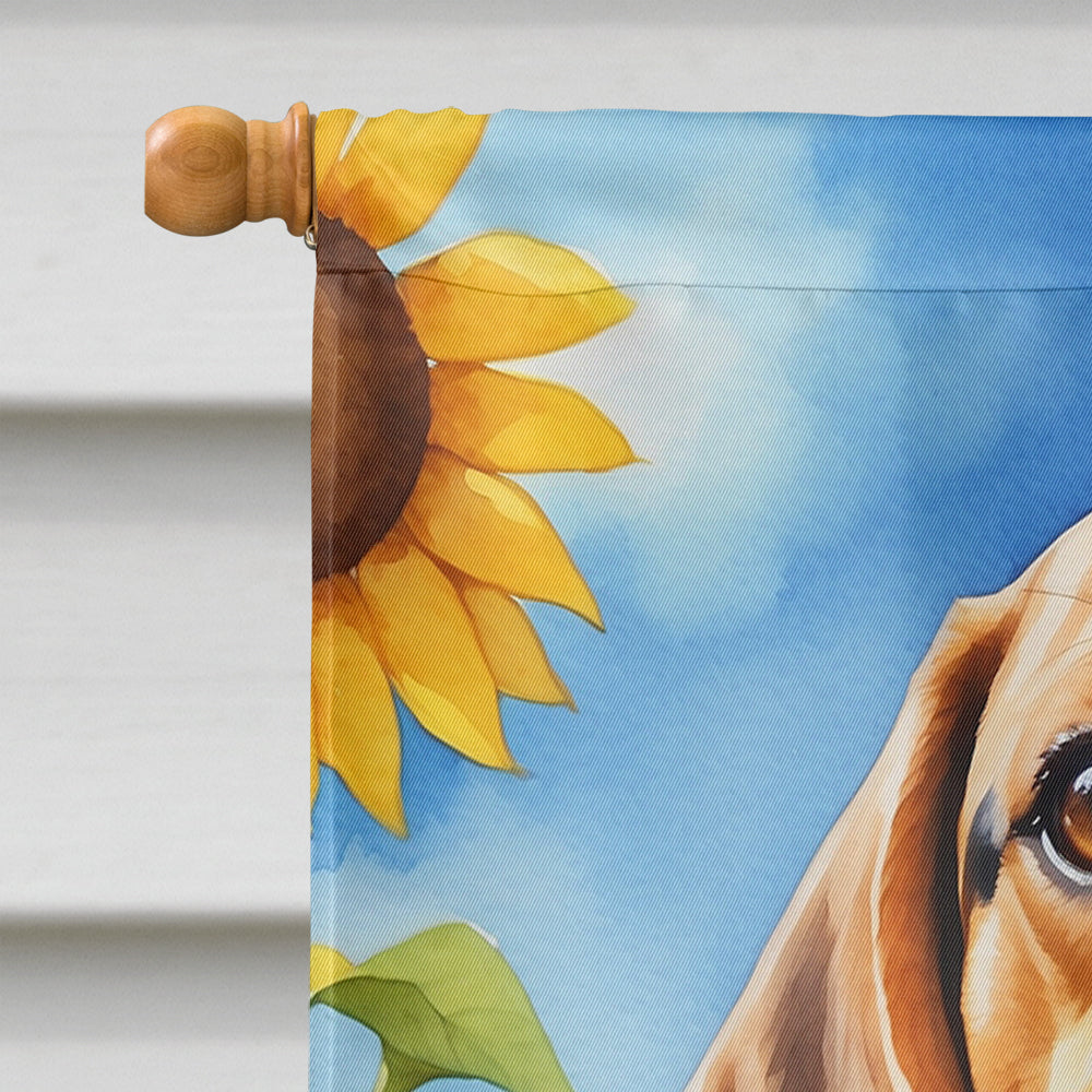Beagle in Sunflowers House Flag