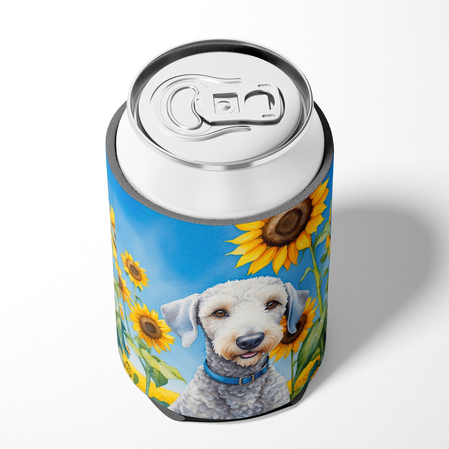 Bedlington Terrier in Sunflowers Can or Bottle Hugger