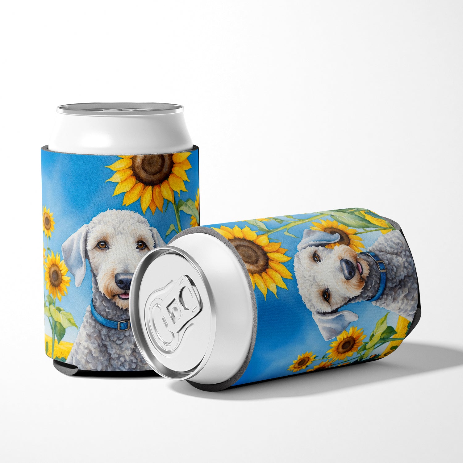 Bedlington Terrier in Sunflowers Can or Bottle Hugger