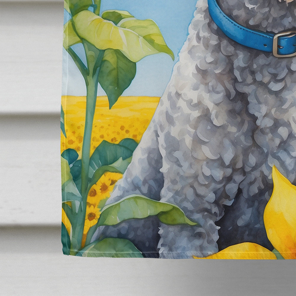 Bedlington Terrier in Sunflowers House Flag