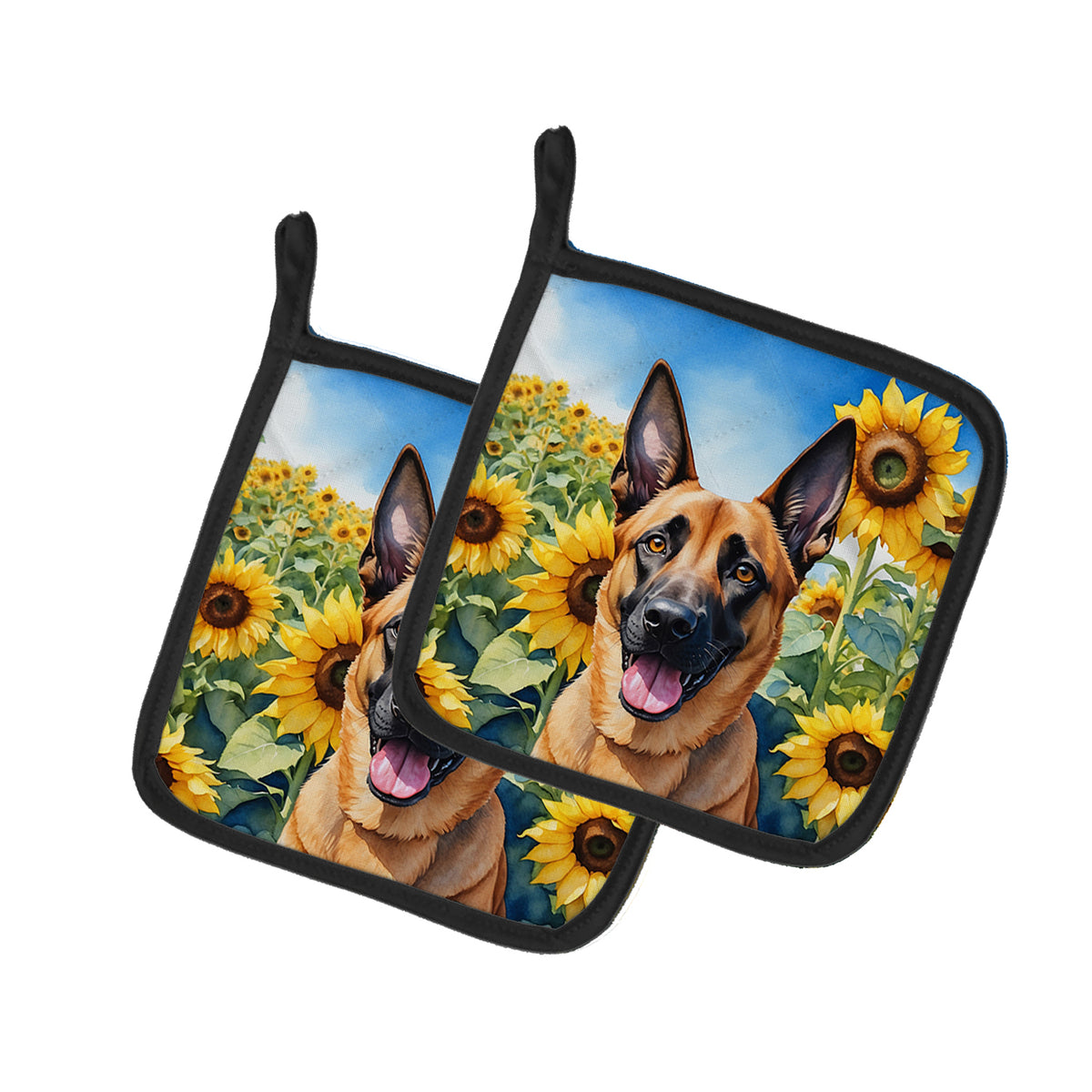 Buy this Belgian Malinois in Sunflowers Pair of Pot Holders