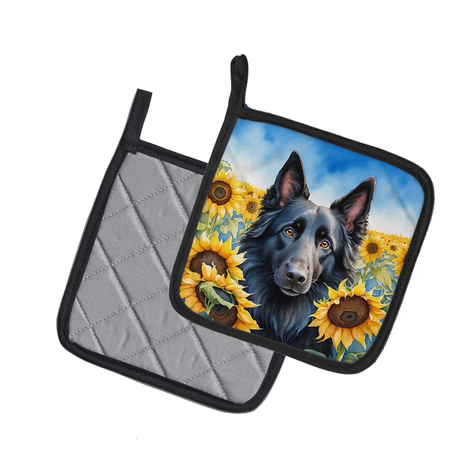 Buy this Belgian Sheepdog in Sunflowers Pair of Pot Holders