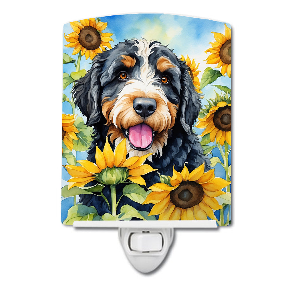 Buy this Bernedoodle in Sunflowers Ceramic Night Light