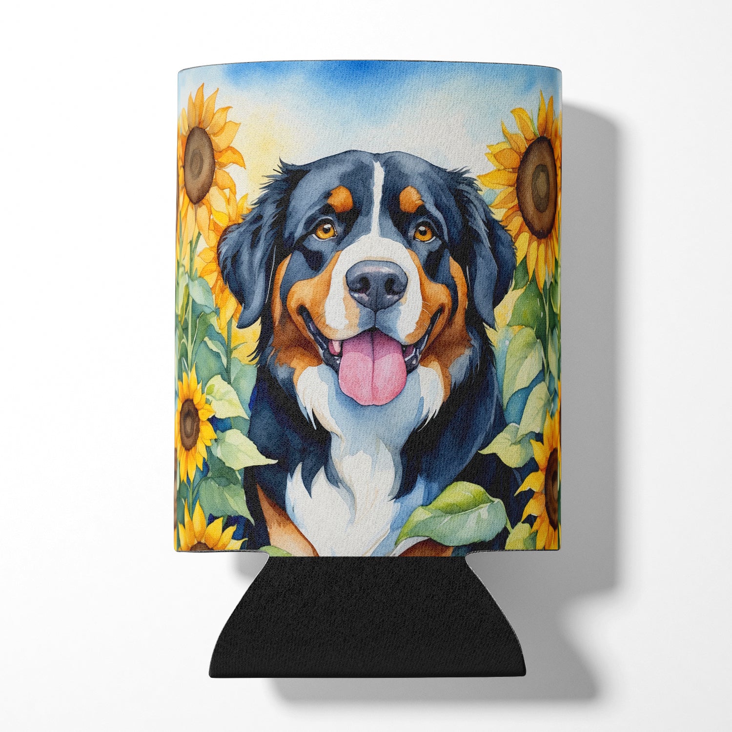 Buy this Bernese Mountain Dog in Sunflowers Can or Bottle Hugger