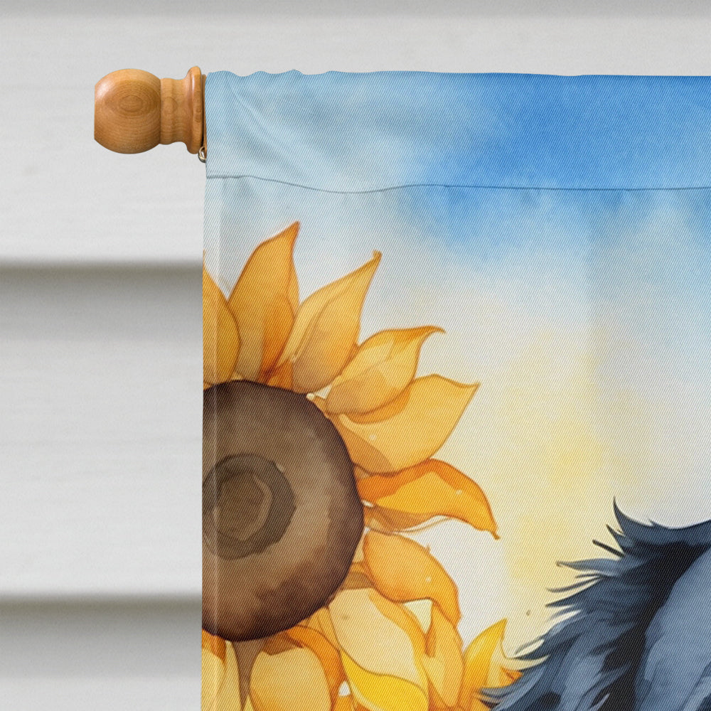 Bernese Mountain Dog in Sunflowers House Flag