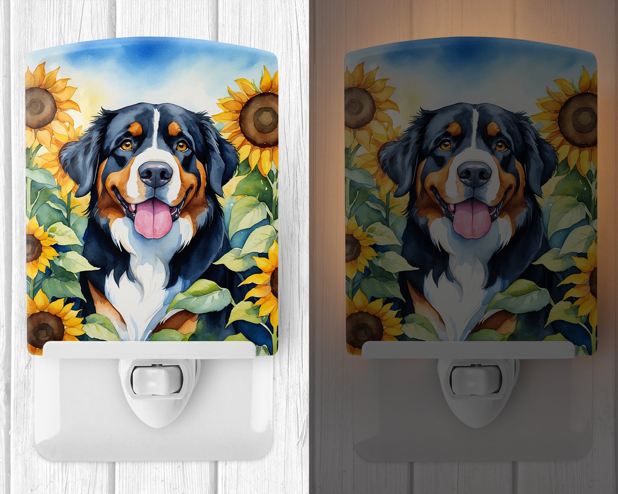 Buy this Bernese Mountain Dog in Sunflowers Ceramic Night Light