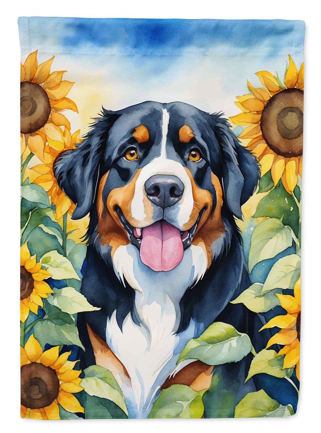 Buy this Bernese Mountain Dog in Sunflowers Garden Flag