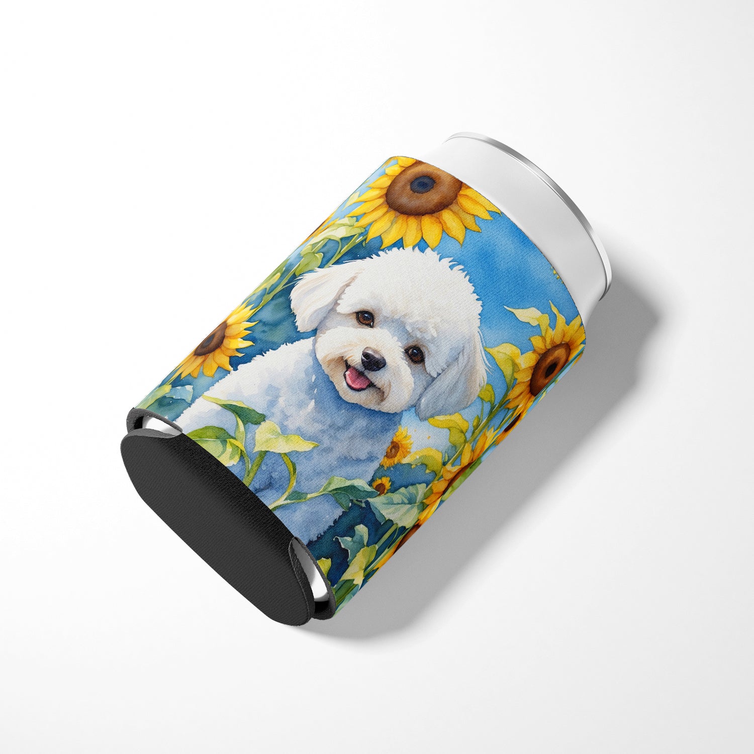 Bichon Frise in Sunflowers Can or Bottle Hugger