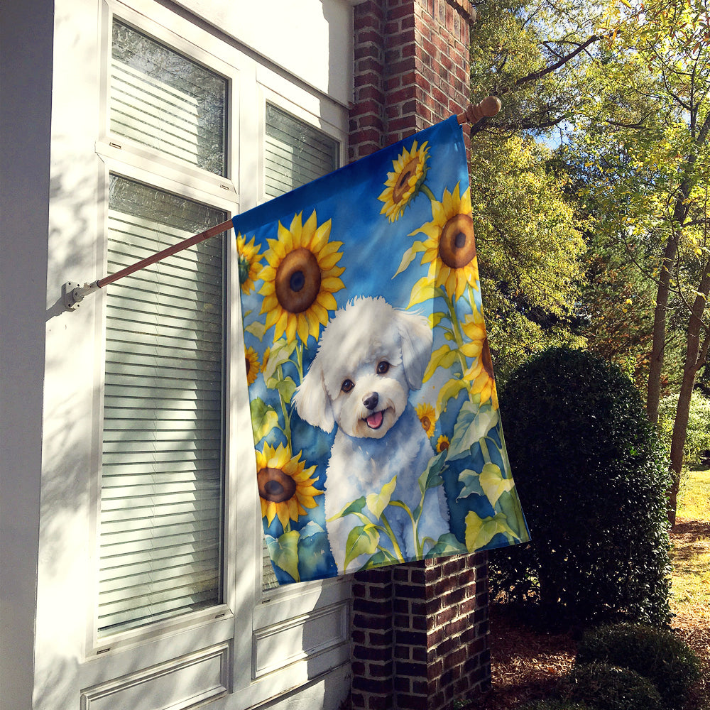 Buy this Bichon Frise in Sunflowers House Flag