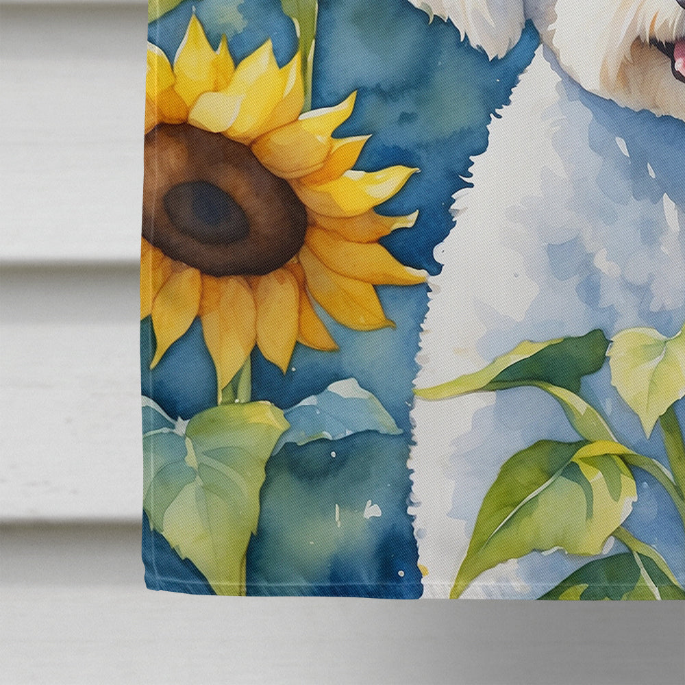 Bichon Frise in Sunflowers House Flag