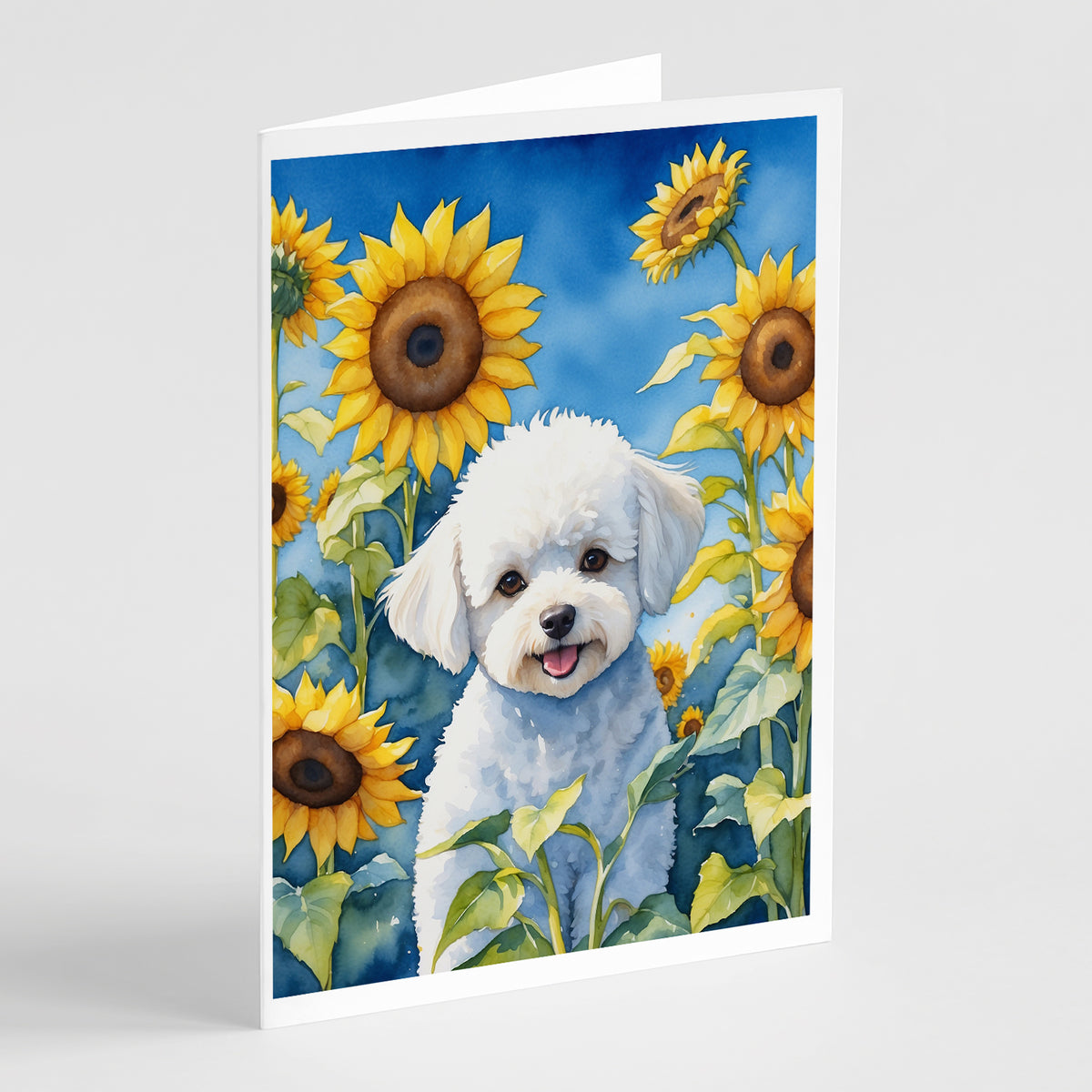 Buy this Bichon Frise in Sunflowers Greeting Cards Pack of 8