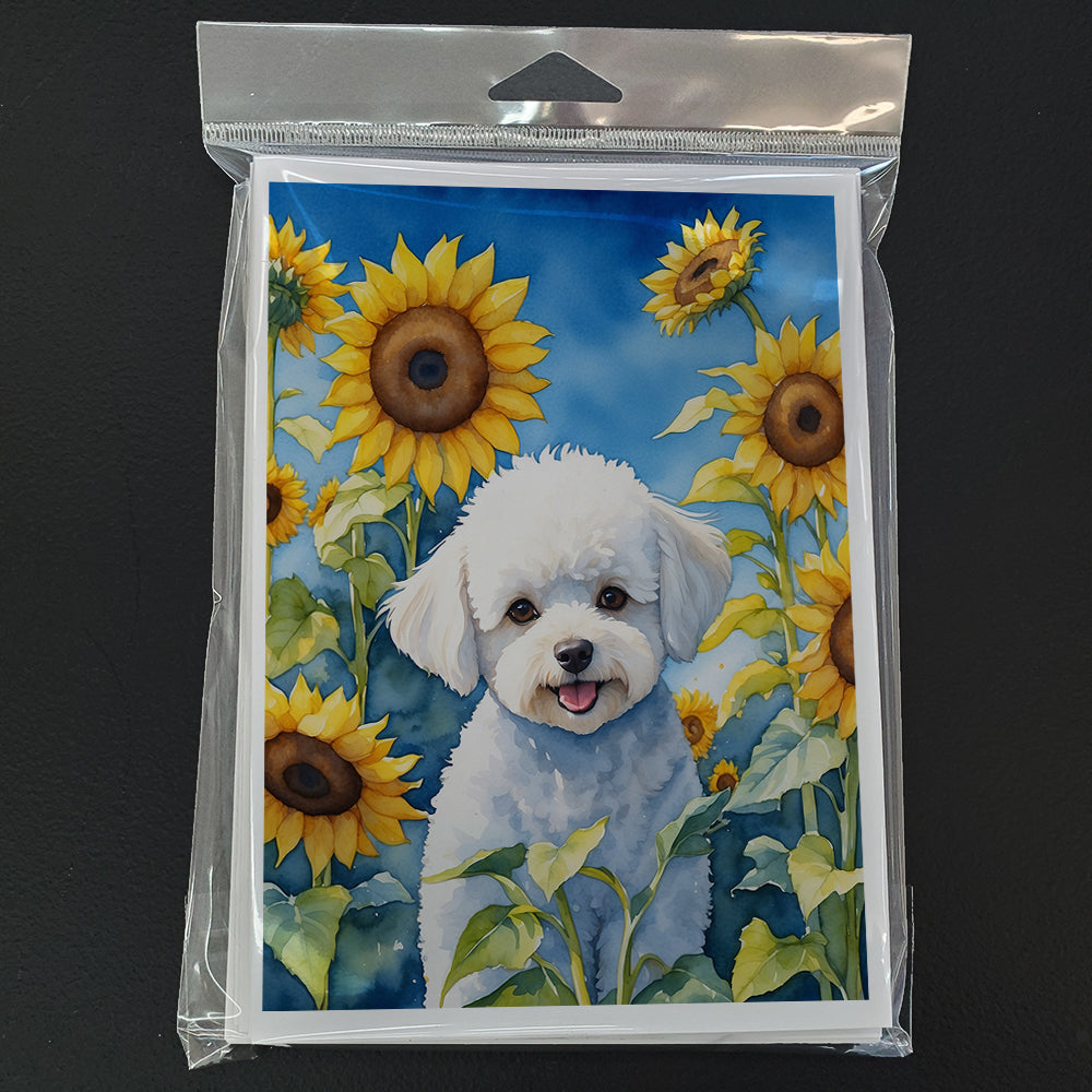 Bichon Frise in Sunflowers Greeting Cards Pack of 8