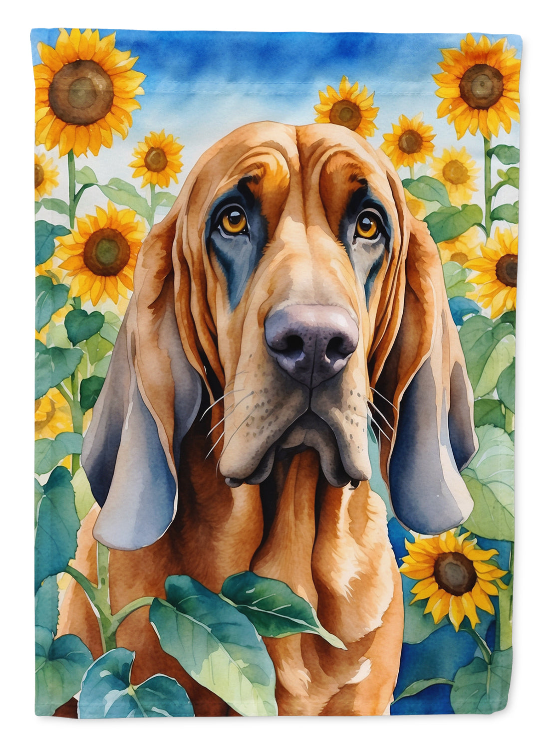 Buy this Bloodhound in Sunflowers House Flag