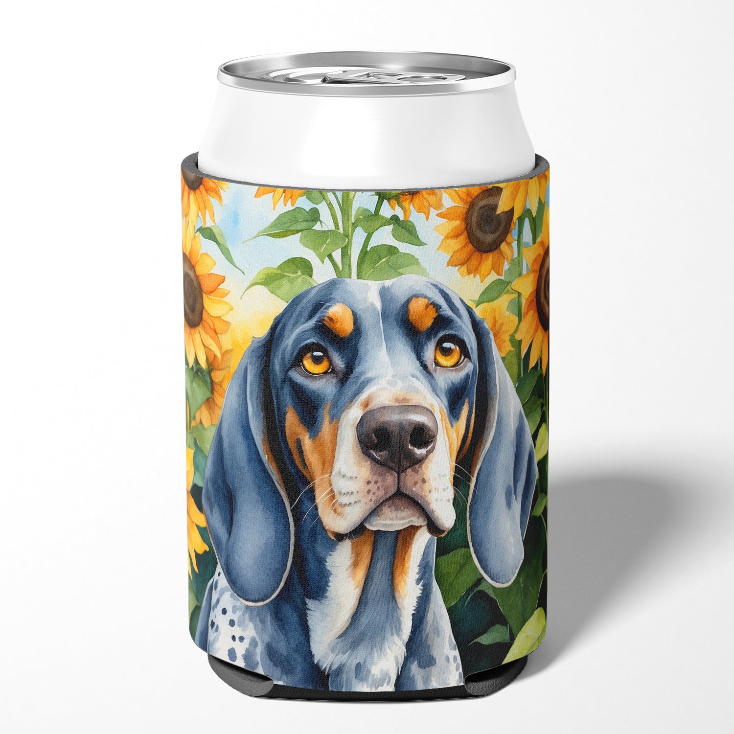Buy this Bluetick Coonhound in Sunflowers Can or Bottle Hugger